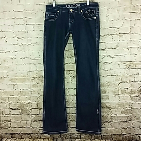 COOGI Denim - Coogi Straight Leg Jeans Size 7/8  Low Rise Blue Embroidered Pockets EUC
